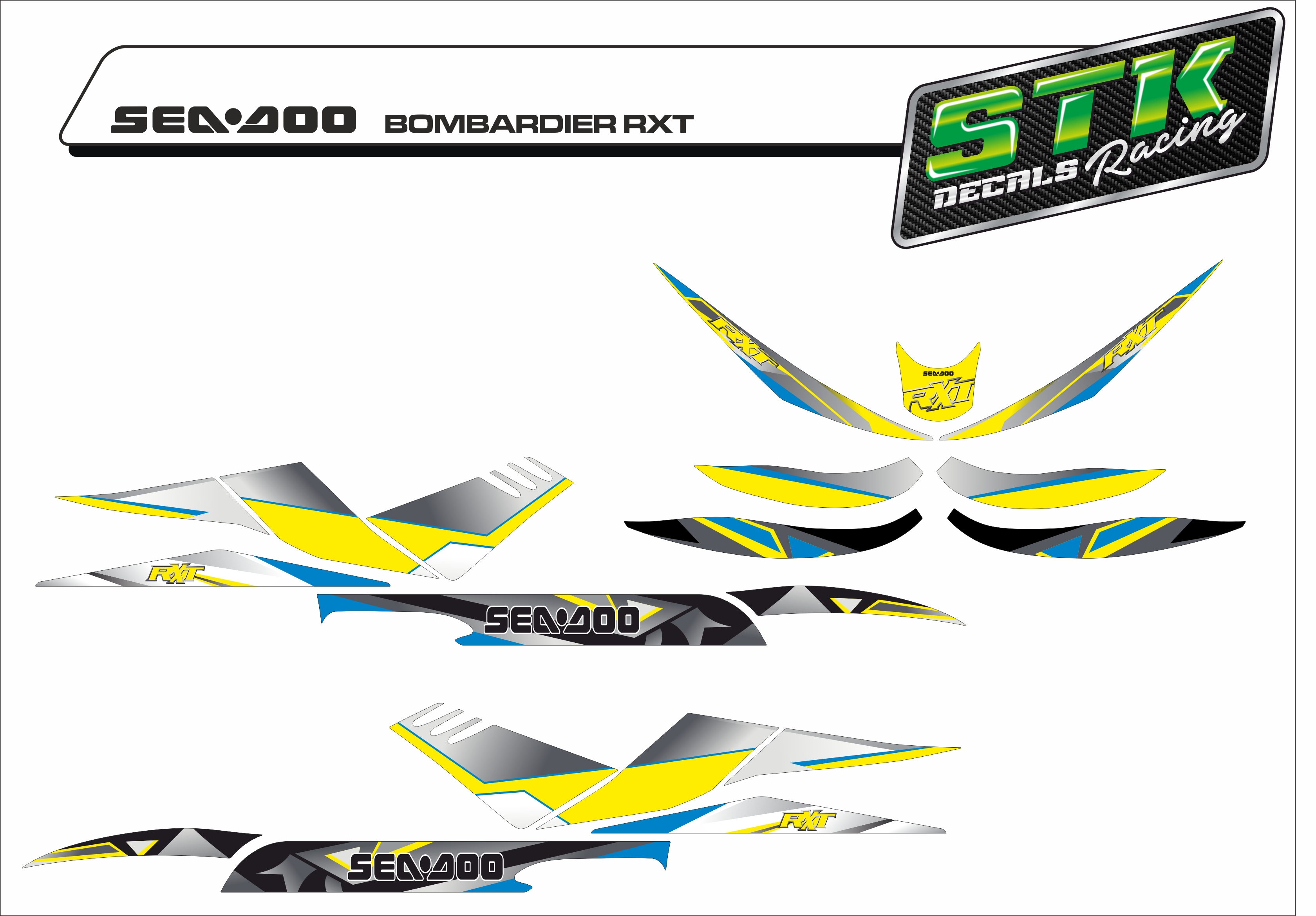 Genuine Seadoo Rotax 4-TEC Decal Sticker Kit – Fits GTX RXP RXT RXT-X WAKE 155/215/260 (2009-2013)